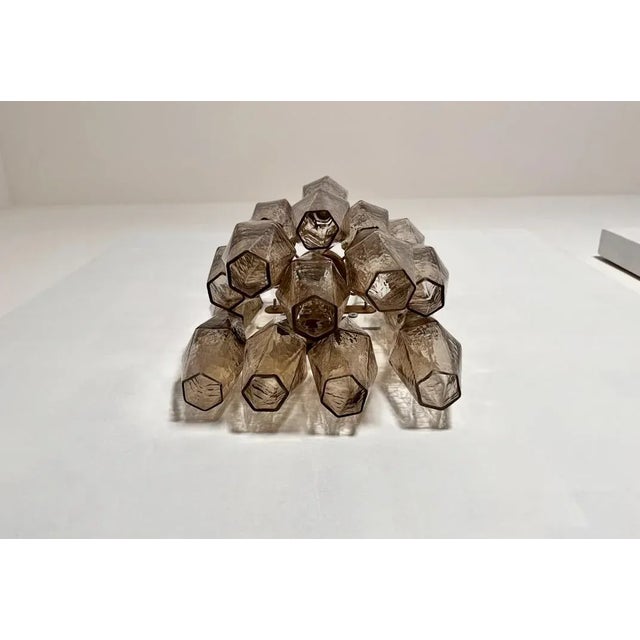Mid-Century Modern Pair of Murano Italian Poliedri Smoked Glass Wall Sconces For Sale - Image 3 of 11