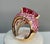 Pink Tourmaline Rubellite Pink Sapphire Diamond Pave 18k Rose Gold Unique Ring, Size 7 For Sale In Washington DC - Image 6 of 14
