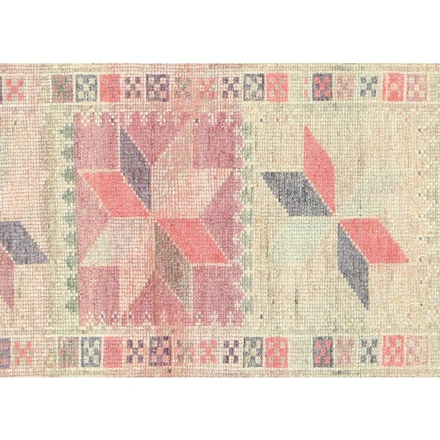 1960s Turkish Oushak Runner. Handwoven with wool on wool foundation in the Oushak region of Western Turkey. The Anatolian...