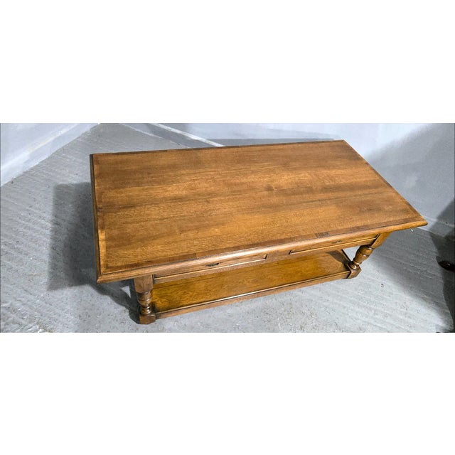 Brown Vintage Oak Plank Coffee Table, 1920 For Sale - Image 8 of 11