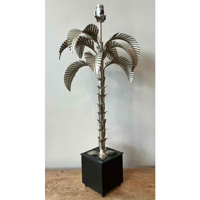 Vintage Regency Punch Cut Palm Tree Lamp For Sale - Image 4 of 11