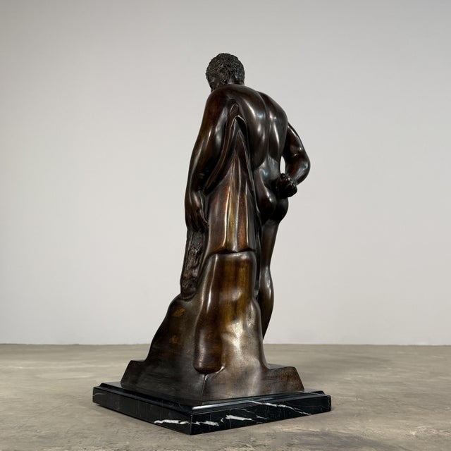 Bronze Bronze Hercules Sculpture After Farnese – Classical Weary Heracles, 24” Tall For Sale - Image 8 of 11