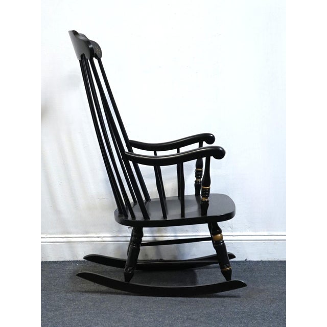 Black Ethan Allen Hand Decorated Black Hitchcock Style Boston Rocker 14-9703 - 609 Finish For Sale - Image 8 of 10