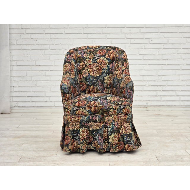 Mid-Century Modern Danish Cocktail Lounge Chair in Furniture Jacquard Fabric, 1960s For Sale - Image 3 of 17
