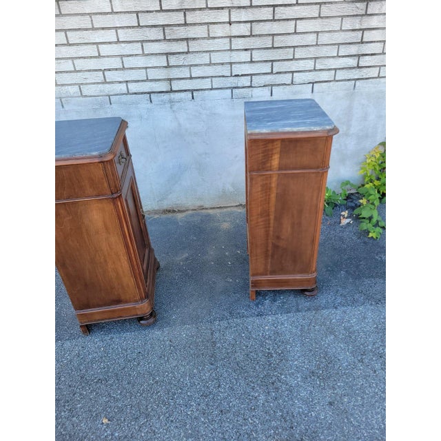 Pair of 19th Century French Walnut Marble Bedside Cabinets. For Sale - Image 14 of 14