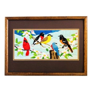 Vintage Bird Needlepoint Wall Hanging