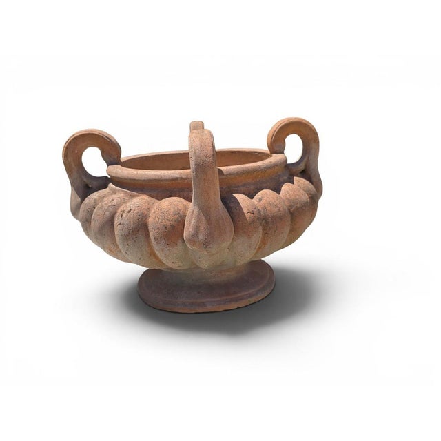 Italian Lobed Terracotta Krater with Handles, 1950 For Sale - Image 4 of 11
