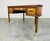 Henredon Vintage Regency Henredon Style Walnut, Burlwood and Brass Demilune Writing Desk For Sale - Image 4 of 9