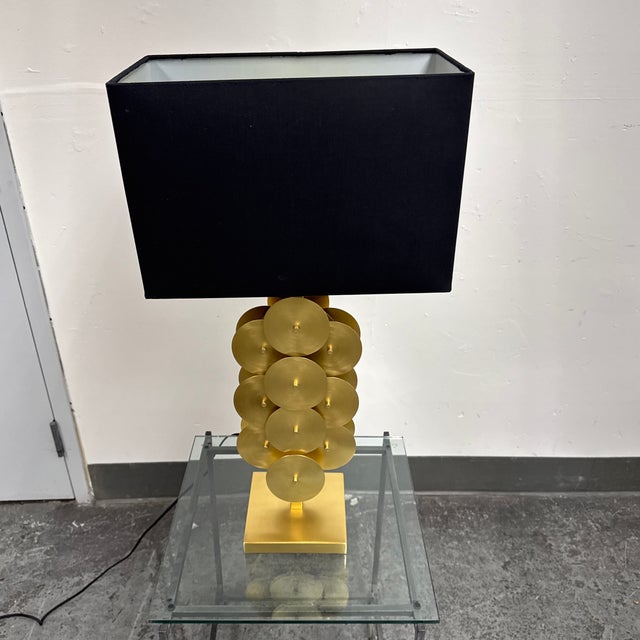 Brass Jonathan Adler Table Lamps Puzzle Circles Table Lamp For Sale - Image 8 of 13
