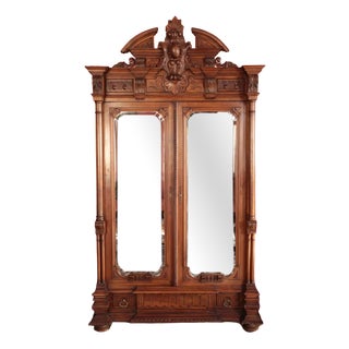 Antique Wooden Castle Wardrobe For Sale