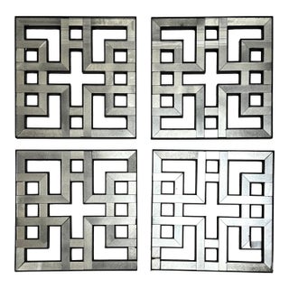 Vintage Hollywood Regency Fretwork Geometric Wall Mirrors, Set of 4 For Sale