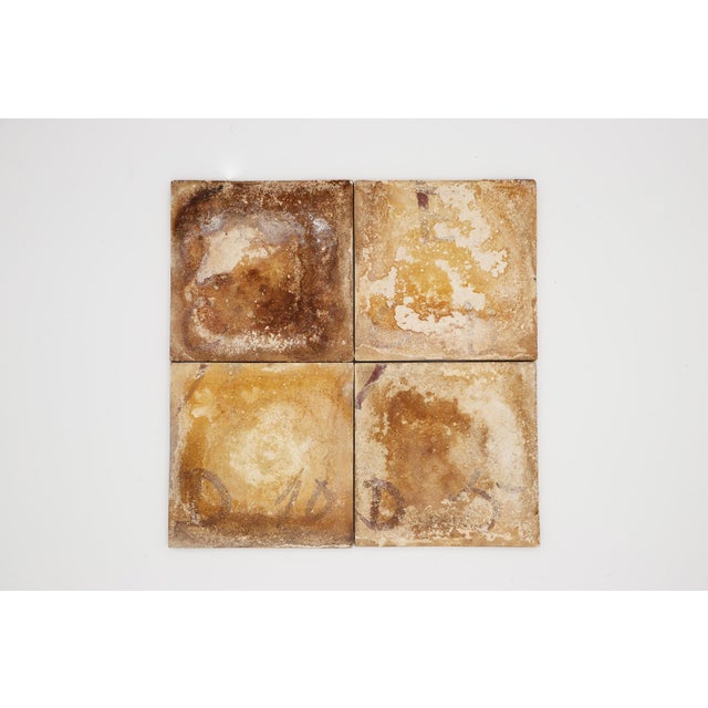 19th Century Set of Four Tiles Blue & White Depicting a Hand, Landscapes and a Hand Holding a Fan For Sale - Image 9 of 13