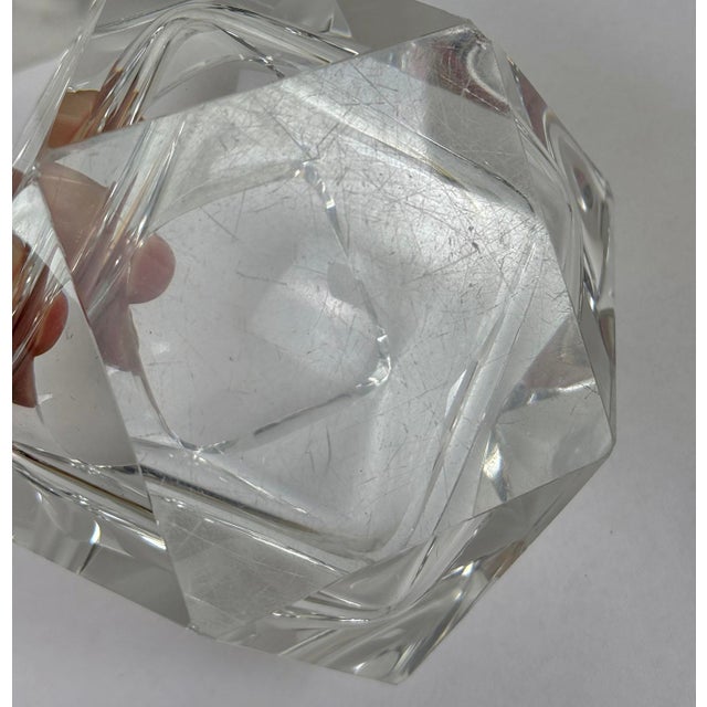 Mid-Century Art Deco Faceted Glass Diamond Ashtray For Sale - Image 6 of 6