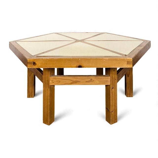 Octagonal Handcrafted Coffee Table in Pine For Sale - Image 7 of 7