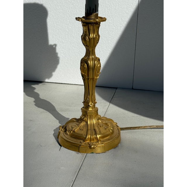 Mid 19th Century Signed French Louis XV Style Boudoir Lamp With Fortuny Shade For Sale - Image 14 of 16