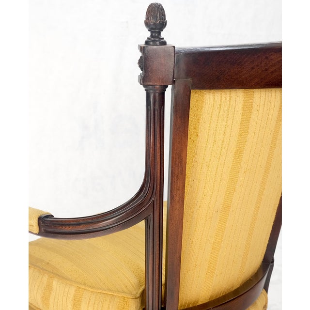 Gold Silk Upholstery Fine Carved Acorn Finials Lounge Fireside Chairs - A Pair For Sale - Image 11 of 12