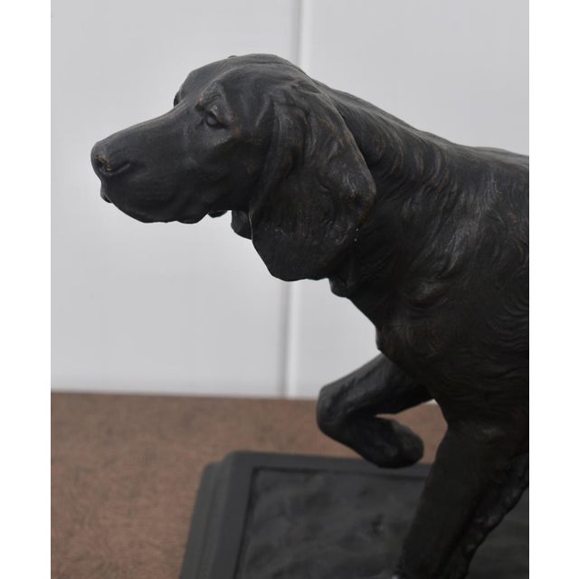English Antique Large Size Spelter Pointer/Setter Dog Figure on Base in a Bronzed Finish For Sale - Image 3 of 12