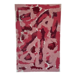 Large Abstract Painting in Red/ Coral For Sale