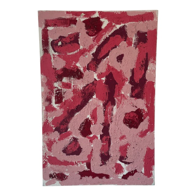 Large Abstract Painting in Red/ Coral For Sale