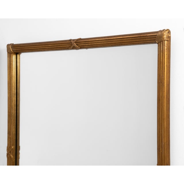 Reeded Gilt Acanthus Leaf Neoclassical Italian Carved Plaster Wood Mirror 1950s One of Two Matching Non Identical For Sale In Philadelphia - Image 6 of 14