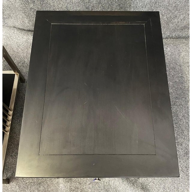 Wood Pair of Stanley Side Table With Stainless Bases For Sale - Image 7 of 15