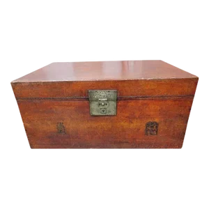 Antique Red Chinese Leather Trunk