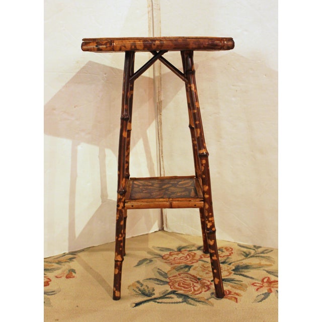 Late 19th Century Circa 1880s English Two-Tire Square Bamboo Side Table For Sale - Image 5 of 6