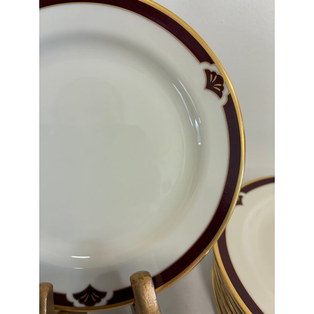 Vintage Pickard Fine China Bread Plates, Set of 8, Burgundy & Gold Fan Accent For Sale In Oklahoma City - Image 6 of 12
