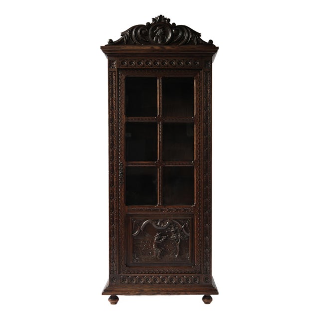 Antique Breton Chestnut Display Cabinet, France, 1880s For Sale