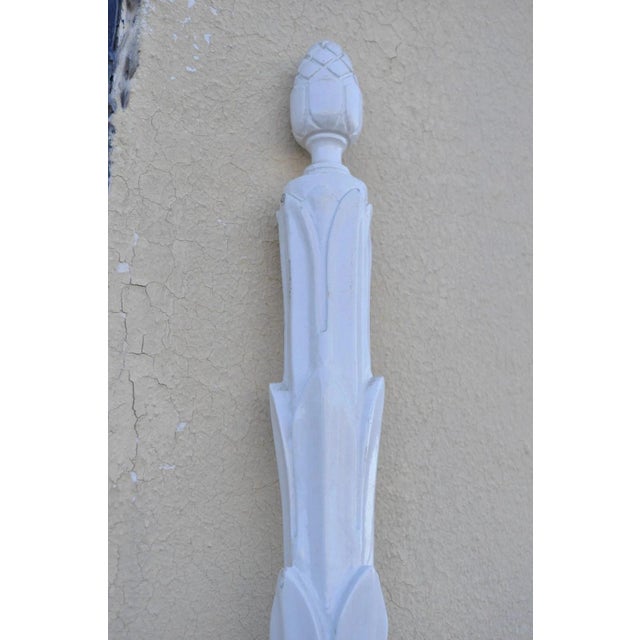 Mid 20th Century Vintage Hollywood Regency Faux Bois Bamboo Fretwork Tall Post King Bed Headboard For Sale - Image 5 of 11