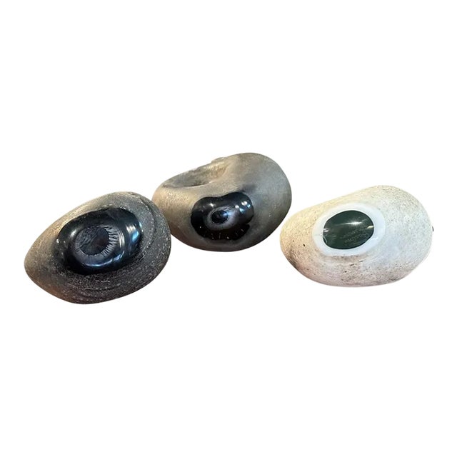 1960s Set of 3 Alfredo Barbini Sasso Stones For Sale