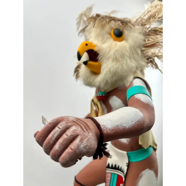 Hopi Owl Kachina Native American Carved Wood Figure, Signed, Late 20th Century 1990's For Sale - Image 10 of 18