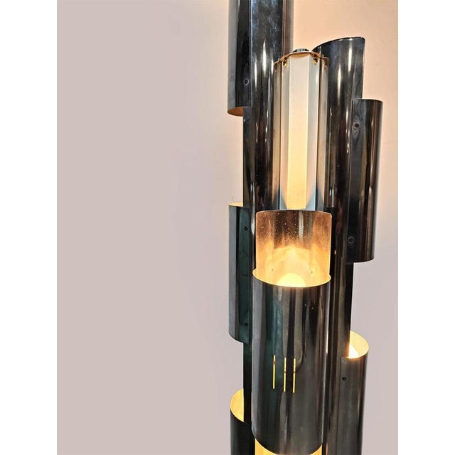 Italian Chrome Metal Floor Lamp, 1970s For Sale - Image 6 of 8