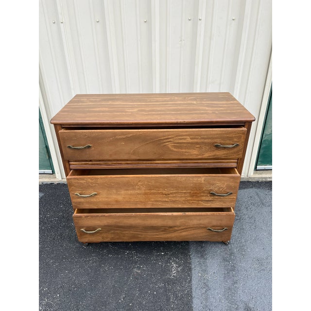 Mid 20th Century 3-Drawer Walnut Chest of Drawers For Sale - Image 6 of 12