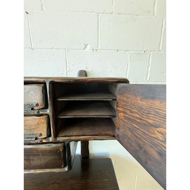 Wood Peter Asher Floating Desk & Cabinet, 1960s Brutalist Wood Furniture For Sale - Image 7 of 12
