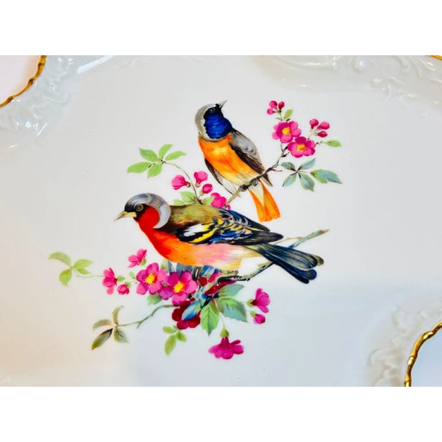 Mid 20th Century Vintage Limoges France Porcelain Plate Hand-Painted With Bird Decor Collectible For Sale - Image 5 of 10
