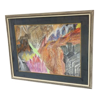 Erosion in Color - Mid 20th Century Abstract Original Pastel on Board Signed, Framed For Sale