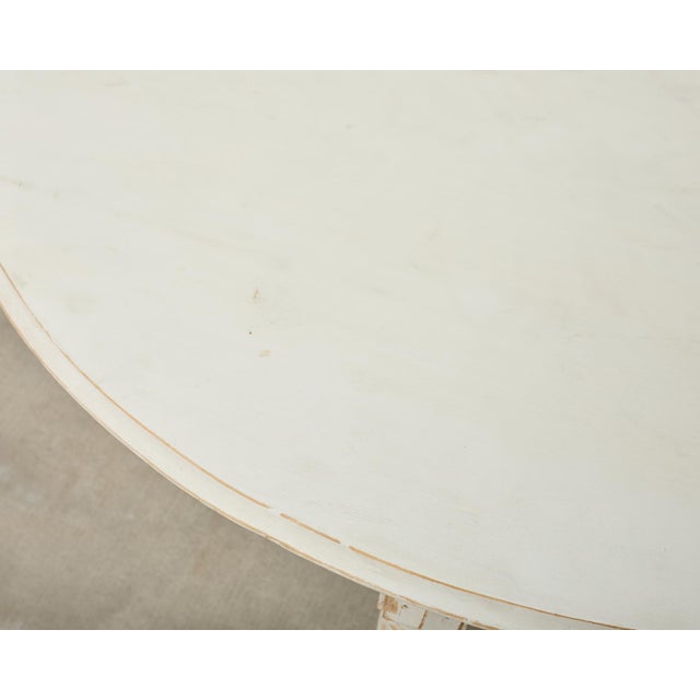 Pair of Swedish Gustavian Style Painted Pine Demilune Consoles For Sale - Image 9 of 18