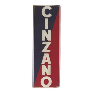 Vintage Cinzano Vermouth Porcelain Advertising Sign, Italy For Sale