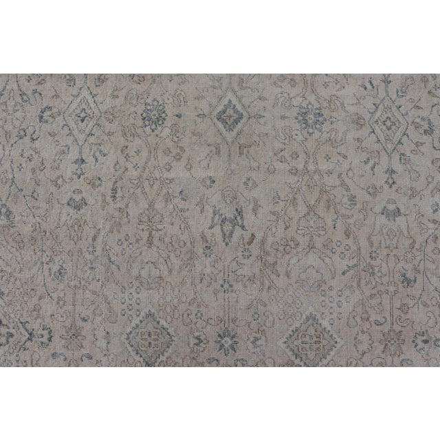 Vintage Turkish Oushak Rug, Distressed Floral Design, Cream & Blue 9'5 X 11'10 For Sale - Image 13 of 16