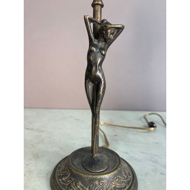 Metal 1920s Bronze Woman Figure Globe Light Lamp For Sale - Image 7 of 9
