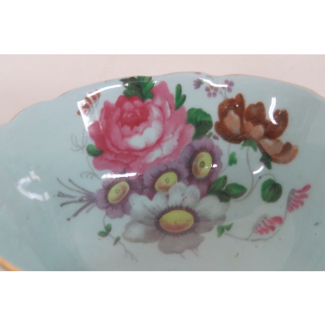 Mid 20th Century Paragon Teal Blue Floral Bone China Set of Tea Cup and Saucer 4657b For Sale - Image 5 of 11