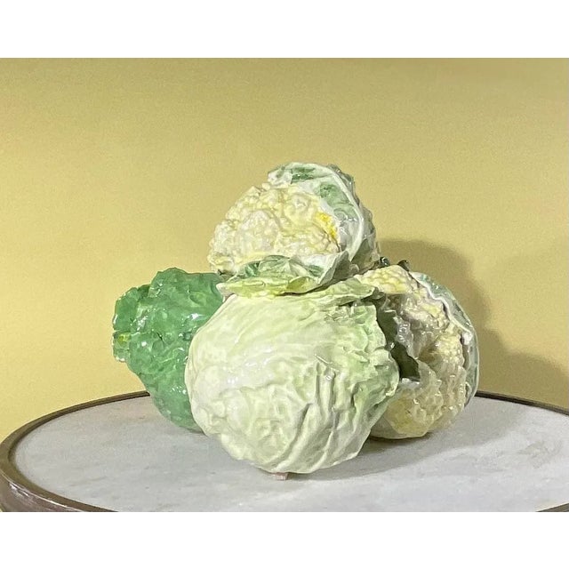 Ceramic Italian Ceramic Green and White Cabbage and Cauliflower For Sale - Image 7 of 12