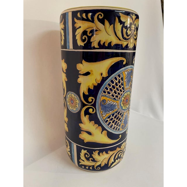 A fabulous handmade, hand painted and glazed Ceramic Italian style Majolica Umbrella/Stick Stand. Circa 1950s-70s....