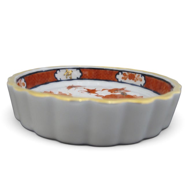 Ceramic Japanese Lazy Susan Imari Porcelain Butterfly & Flower Rotating Serving Dish Set For Sale - Image 7 of 13