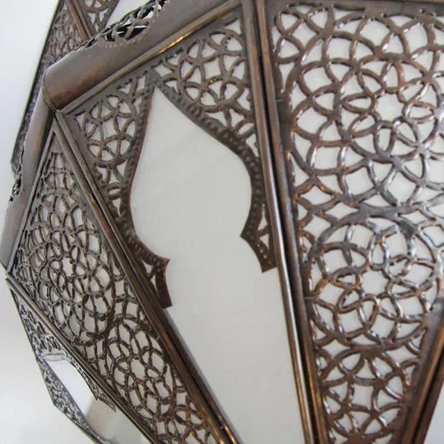 Vintage Moroccan Metal Frosted Dish Pendant Light For Sale In Los Angeles - Image 6 of 9