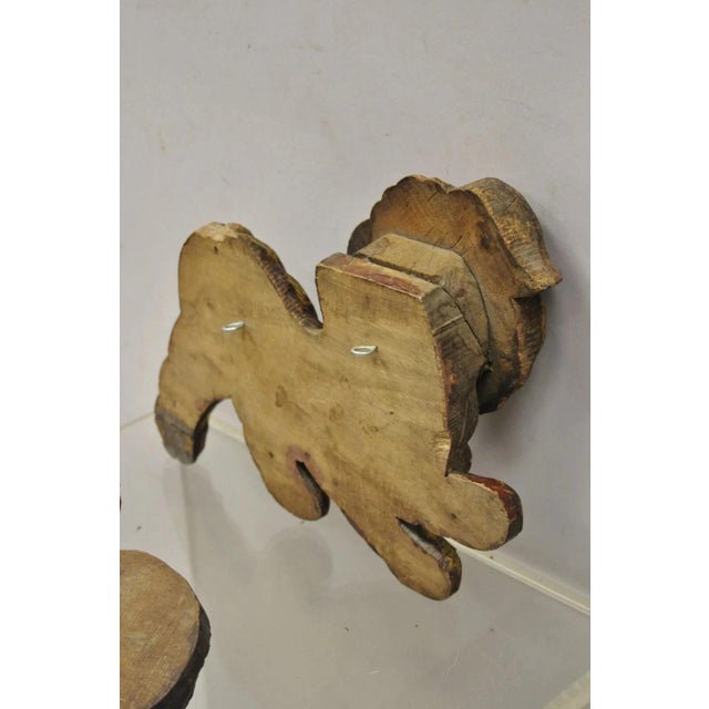 Vintage Chinoiserie Carved Wood Gold Gilt 12" Chinese Foo Dog Figures - A Pair For Sale - Image 9 of 11