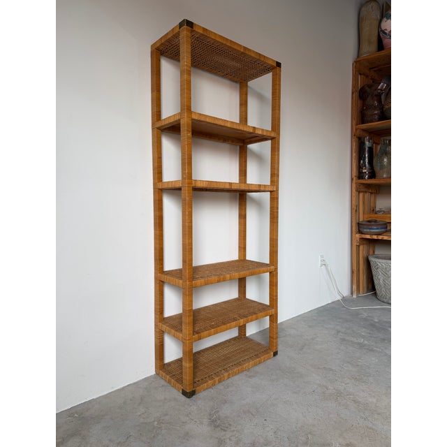 Coastal Vintage Coastal Bielecky Brothers-Style Wrapped Rattan Six-Tier Etagere For Sale - Image 3 of 13
