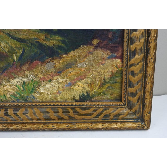 Farmhouse Vintage 1930s Farmhouse Landscape Painting For Sale - Image 3 of 8