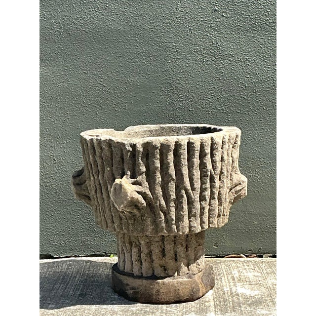 Mid 20th Century Vintage Faux Bois Cast Concrete Trunk Planter For Sale - Image 5 of 12